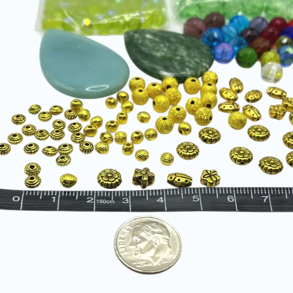 Mixed Lot Beads Pendants Glass Gemstone Metal Jewelry Making Variety Colorful